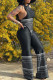 Black Fashion Casual Print Patchwork Backless Asymmetrical Halter Sleeveless Two Pieces