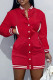 Red Fashion Casual Solid Patchwork O Neck Long Sleeve Dresses