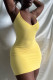 Gold Sexy Casual Solid Backless V Neck Sling Dress