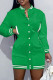 Green Fashion Casual Solid Patchwork O Neck Long Sleeve Dresses