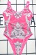 Pink Fashion Sexy Print Backless Swimwears