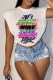 White Fashion Casual Print Letter O Neck T-Shirts