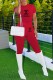Red Fashion Casual Print Letter O Neck Short Sleeve Two Pieces