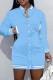 Sky Blue Fashion Casual Solid Patchwork O Neck Long Sleeve Dresses