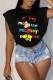 Black Fashion Street Character Letter O Neck T-Shirts