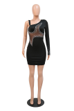 White Sexy Hot Drilling Mesh Pencil Skirt Dresses