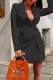 Black Casual Solid Patchwork Buckle Turn-back Collar Outerwear