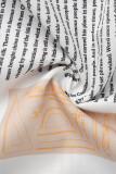 Grey Casual Print Patchwork Slit Turndown Collar Tops