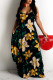 Yellow Sexy Print Patchwork Spaghetti Strap Sling Dress Plus Size Dresses