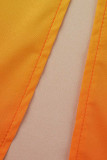 Yellow White Casual Print Patchwork Slit Turndown Collar Tops