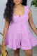 Light Purple Sexy Casual Solid Patchwork U Neck Vest Romper