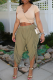 Apricot Fashion Casual Solid Patchwork V Neck Short Sleeve Two Pieces
