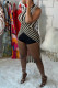 Black Fashion Sexy Striped Print Patchwork O Neck Tops