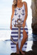 Light Khaki Casual Print Patchwork Spaghetti Strap Sling Dress Dresses