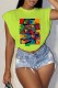 Green Fashion Casual Print Letter O Neck T-Shirts