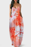 Colour Fashion Sexy Print Backless V Neck Sling Dress