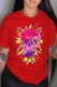 Red Fashion Street Print Patchwork O Neck T-Shirts