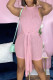 Pink Casual Solid Patchwork Slit O Neck Sleeveless Two Pieces
