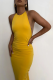 Yellow Fashion Solid Backless Halter Pencil Skirt Dresses