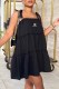 Black Fashion Sweet Print Patchwork Spaghetti Strap Cake Skirt Dresses