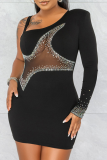 White Sexy Hot Drilling Mesh Pencil Skirt Dresses