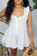 White Sexy Casual Solid Patchwork U Neck Vest Romper