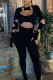 Black Sexy Solid Hollowed Out Patchwork O Neck Skinny Jumpsuits
