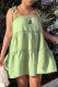 Green Fashion Sweet Print Patchwork Spaghetti Strap Cake Skirt Dresses