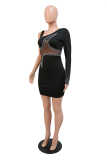 White Sexy Hot Drilling Mesh Pencil Skirt Dresses