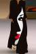 Black Casual Print Patchwork V Neck Straight Dresses
