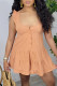 Light Orange Sexy Casual Solid Patchwork U Neck Vest Romper