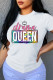 White Fashion Casual Letter Print Basic O Neck T-Shirts