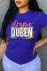 Blue Fashion Casual Letter Print Basic O Neck T-Shirts