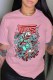 Pink Casual Fashion Letter O Neck T-Shirts