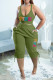 Green Sexy Casual Letter Print Backless Spaghetti Strap Sleeveless Two Pieces