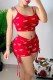Red Fashion Casual Print Patchwork Spaghetti Strap Sleeveless Two Pieces