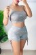 Silver Fashion Casual Print Patchwork Spaghetti Strap Sleeveless Two Pieces