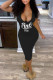 Black Sexy Casual Letter Print Basic U Neck Short Sleeve Dress