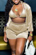 Light Yellow Casual Solid Patchwork Zipper Hooded Collar Long Sleeve Three Pieces