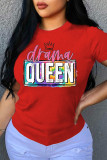 Pink Fashion Casual Letter Print Basic O Neck T-Shirts