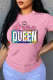 Pink Fashion Casual Letter Print Basic O Neck T-Shirts