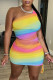 Colour Fashion Sexy Print Backless Fold Oblique Collar Sleeveless Two Pieces