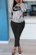 White Fashion Casual Tie Dye Patchwork O Neck Long Sleeve Two Pieces