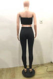 Blue Fashion Sexy Solid Backless Strapless Sleeveless Two Pieces