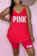 Red Fashion Casual Letter Print Backless V Neck Sleeveless Two Pieces
