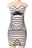 Black Sexy Print Patchwork Strapless Pencil Skirt Dresses
