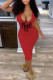 Red Sexy Casual Letter Print Basic U Neck Short Sleeve Dress