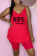Red Fashion Casual Letter Print Basic Spaghetti Strap Sleeveless Two Pieces
