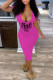 Rose Red Sexy Casual Letter Print Basic U Neck Short Sleeve Dress