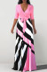 Pink Casual Print Bandage Patchwork V Neck Straight Dresses